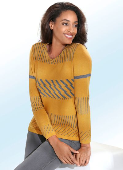 Trui met modal en intrigerend strependessin 