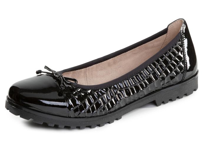 ELENA EDEN, elegante damesballerina's, breedte G, met elastische band ZWART