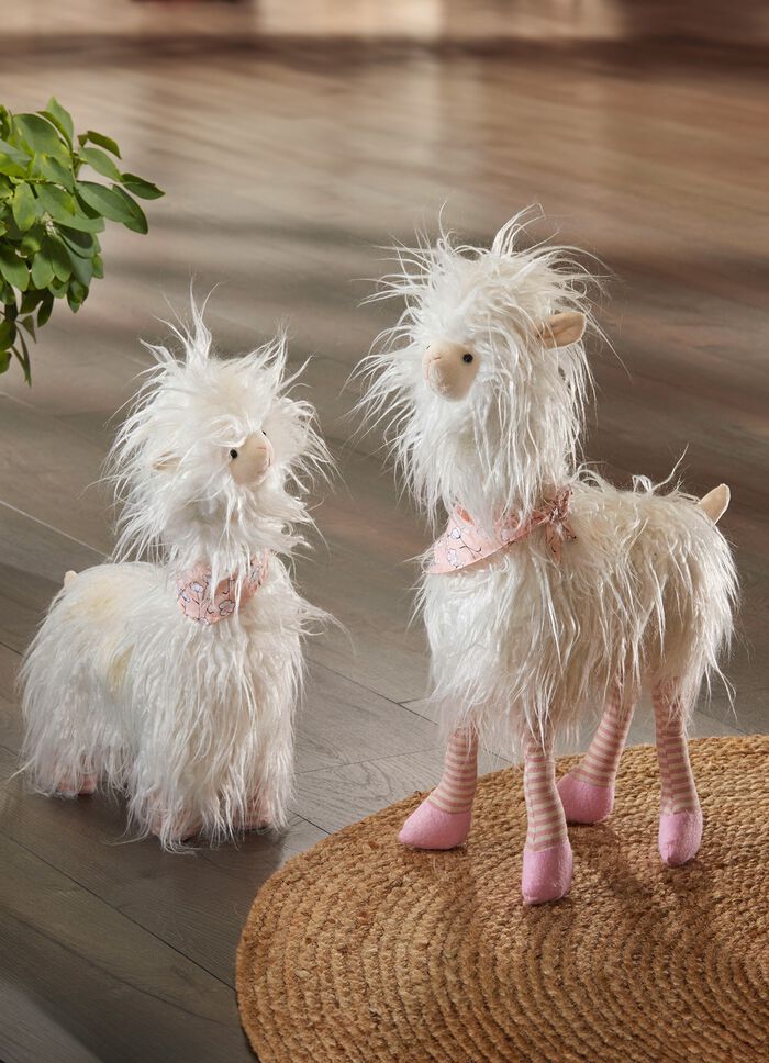 Lama met pluizig nepbont 