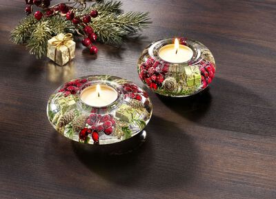 Theelichthouder van mondgeblazen glas 