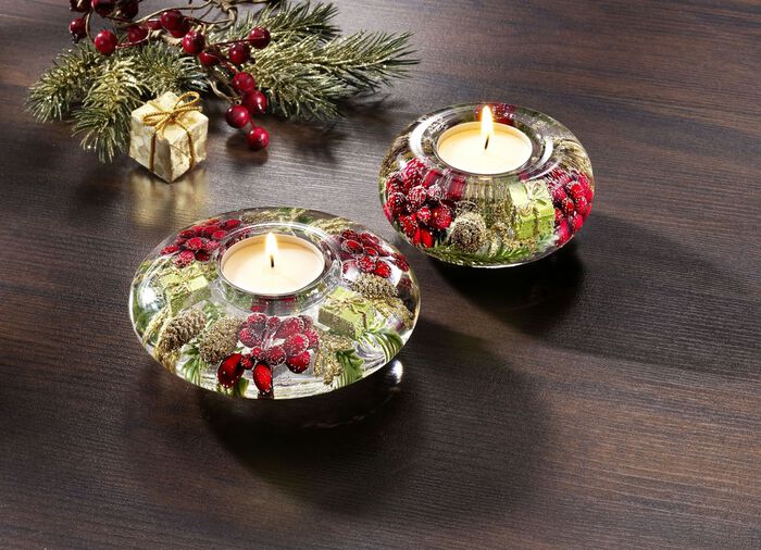 Theelichthouder van mondgeblazen glas 