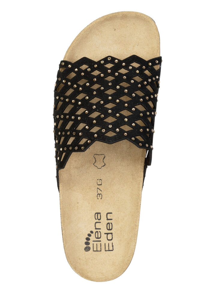 ELENA EDEN, lichte damesmuiltjes, breedte G, met leren voetbed SCHWARZ