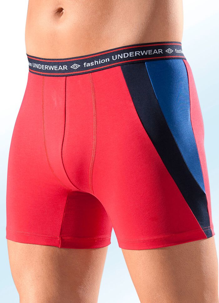 Set van vier pants, effen, met contrasterende inzetstukken 