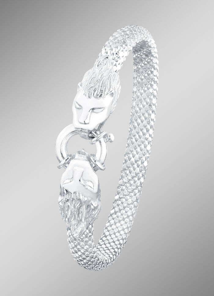 Zilveren armband met leeuwenkoppen