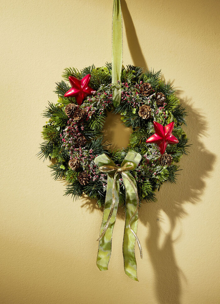 Wandkrans met 2 rode sterren 
