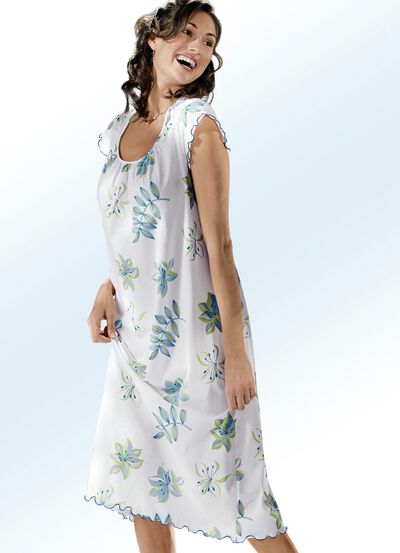 Nachthemd, korte mouwen met ronde hals 