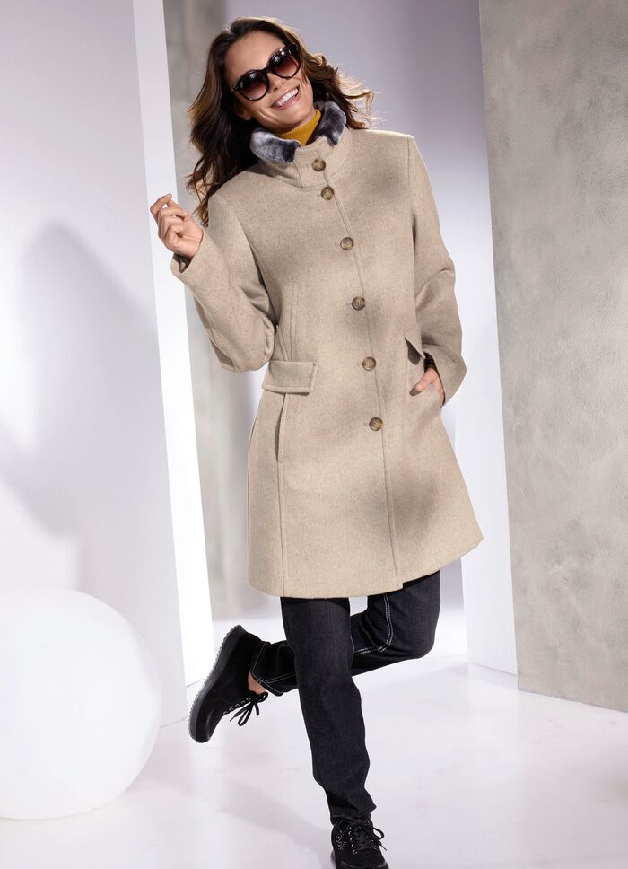 Korte jas in 2 kleuren ZAND-ECRU