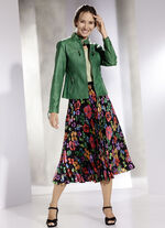 Geplooide rok met bloemdessin ZWART-MEERKLEURIG