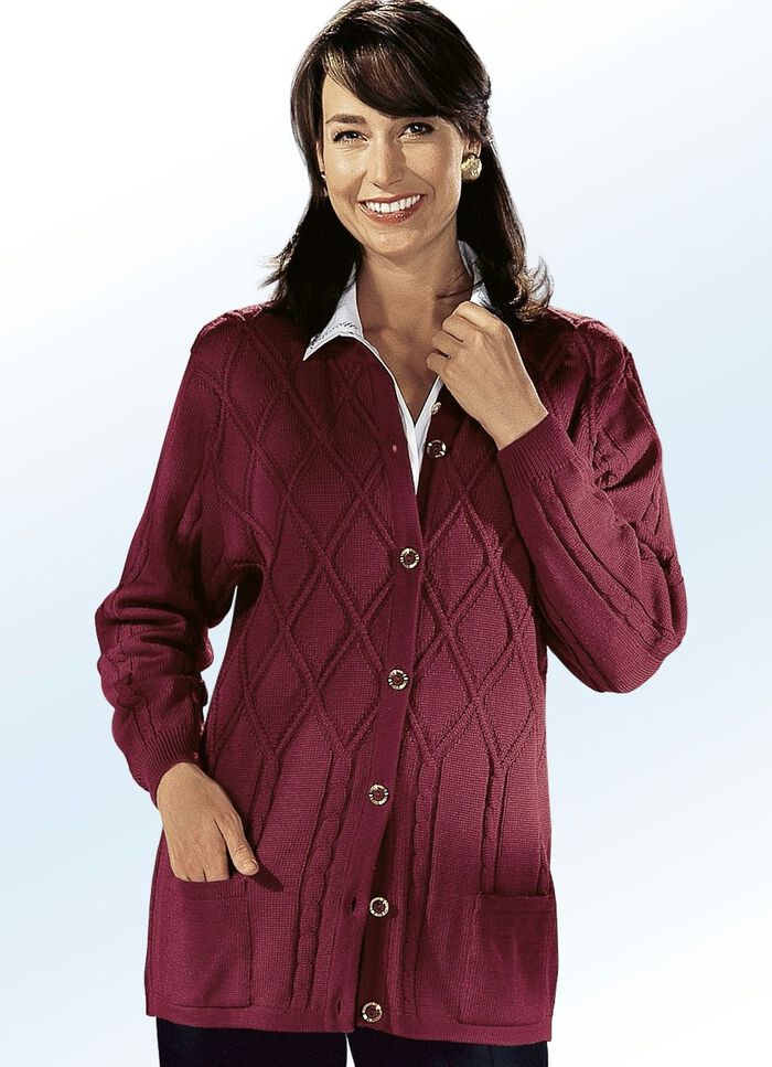 Vest met structuurmix WIJNROOD