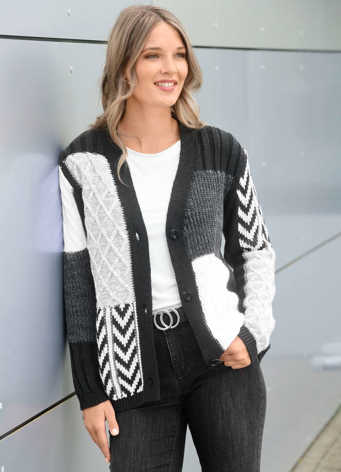 Cardigan in een mix van patronen 