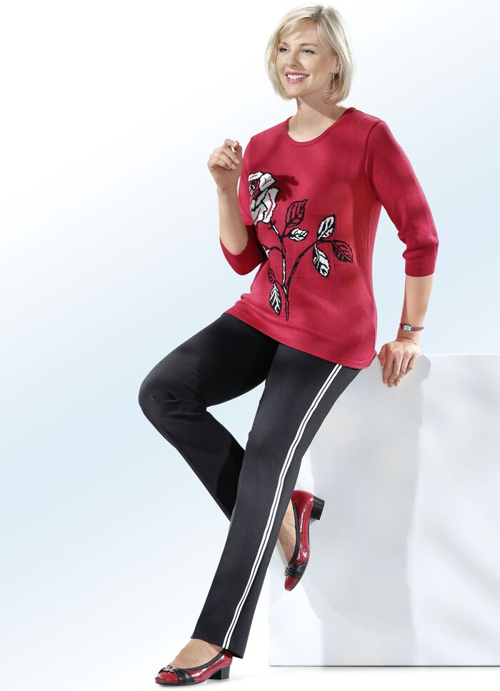 Broek met trendy sierband ZWART