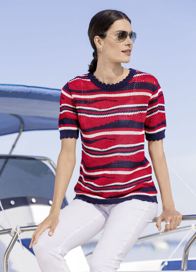 Trui met een mix van patronen in een golvendessin 