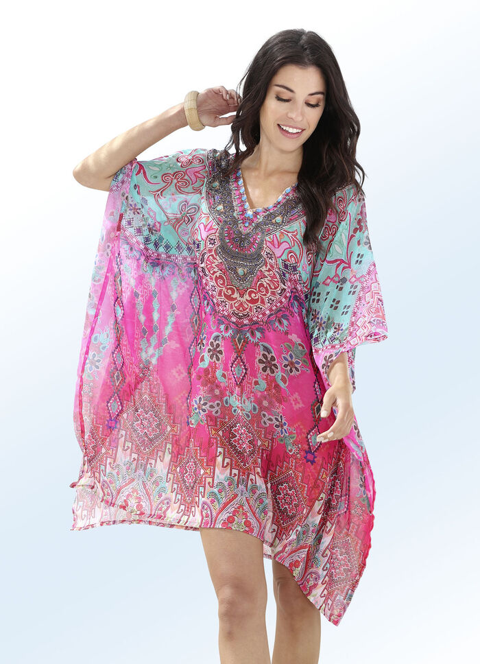 Tuniek, iets transparant, met edelstenen 