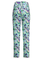Enkellange broek met felgekleurde inkjetprint GROEN-BLAUW-BEIGE