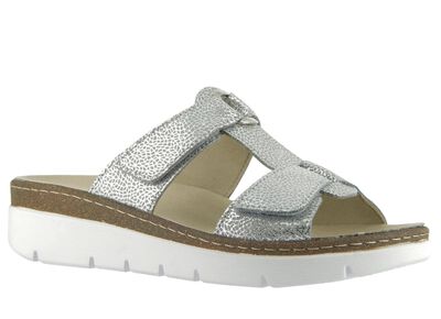 Klittenband-slipper "Cara" van echt leer met reli&euml;f 