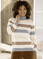 Trui met scheerwol NATUURBRUIN MULTICOLOR