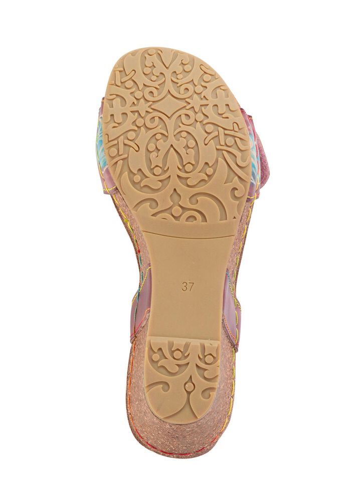 Laura Vita sandaal met bloemendecoratie BOURGONDI&Euml;-KLEURRIJK