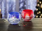 Glazen theelichthouders in een set van 2 ROOD-DONKERBLAUW