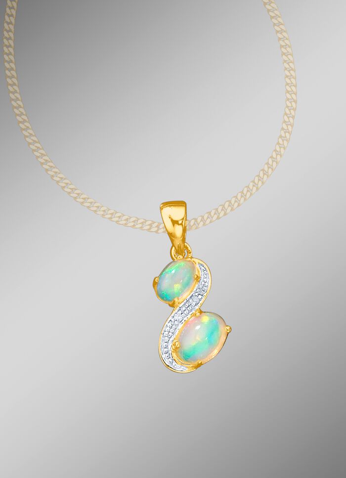 Kettinghanger met opaal en diamanten 