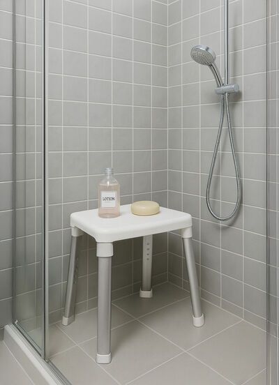 Douche- en badkruk met extra grote zitting 