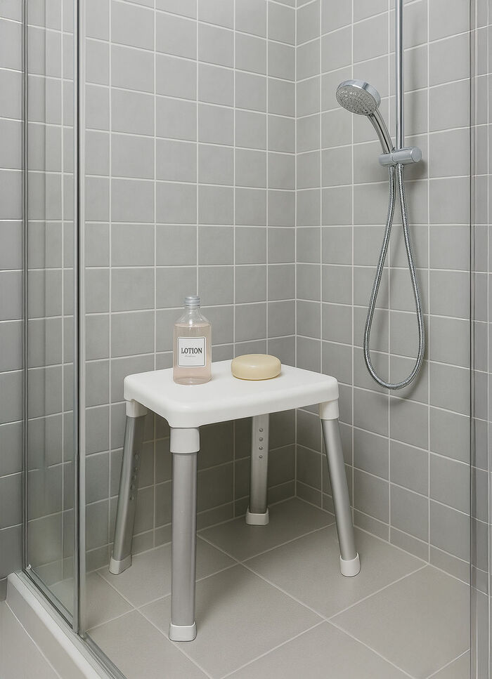 Douche- en badkruk met extra grote zitting 