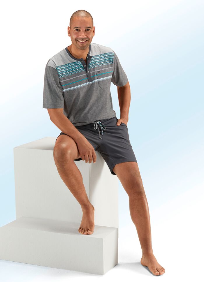 Hajo Klima comfort shorty met knoopsluiting en garengeverfde strepen 