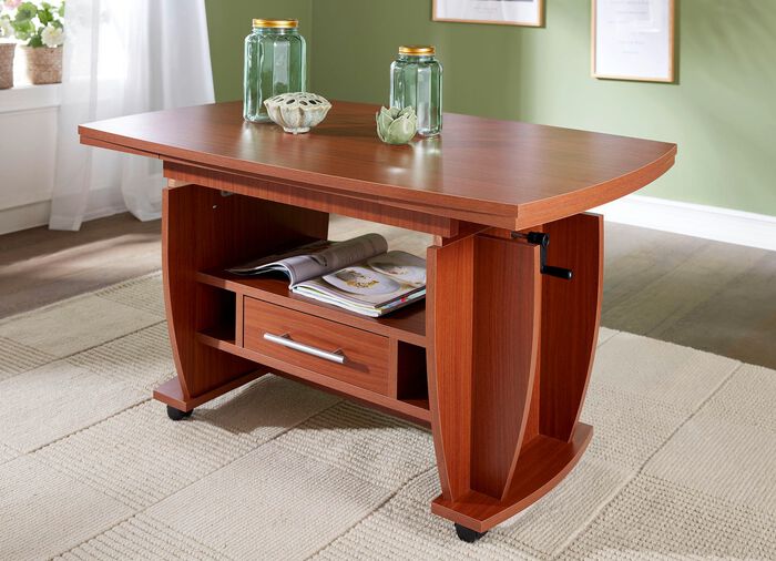 Salontafel op wielen NOTENBOOM