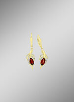 Oorbellen met diamanten en echte granaat 