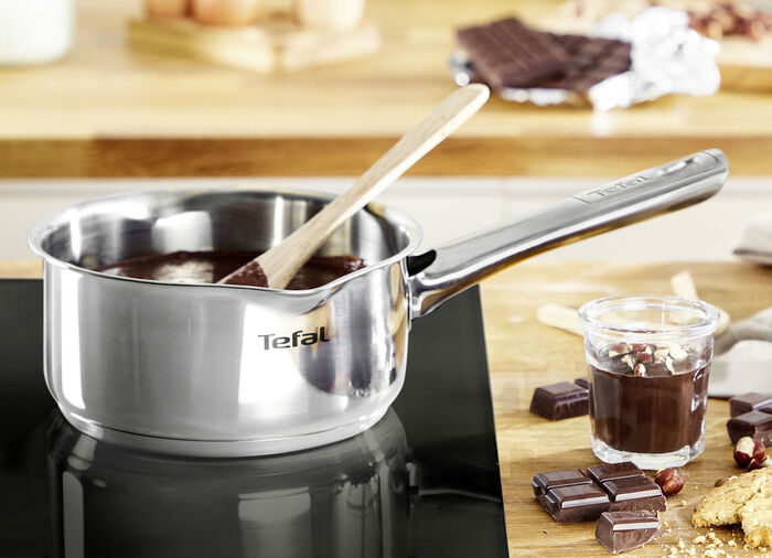 Tefal pannenset Duetto gemaakt van hoogglans gepolijst roestvrij staal 
