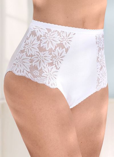 Vierpack slips met elastische kanten bloemenprint 