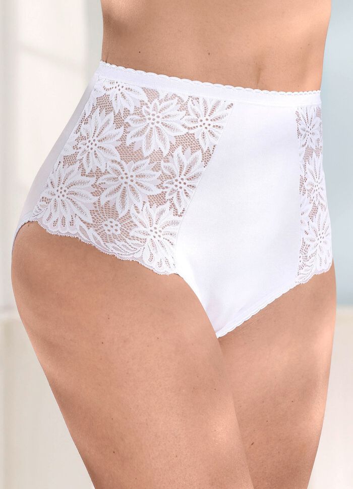 Vierpack slips met elastische kanten bloemenprint 