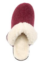 Warme damespantoffels, breedte H, met wol BORDEAUX
