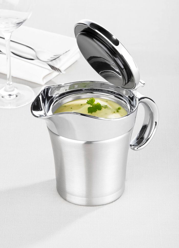 RVS thermische juskom met deksel 