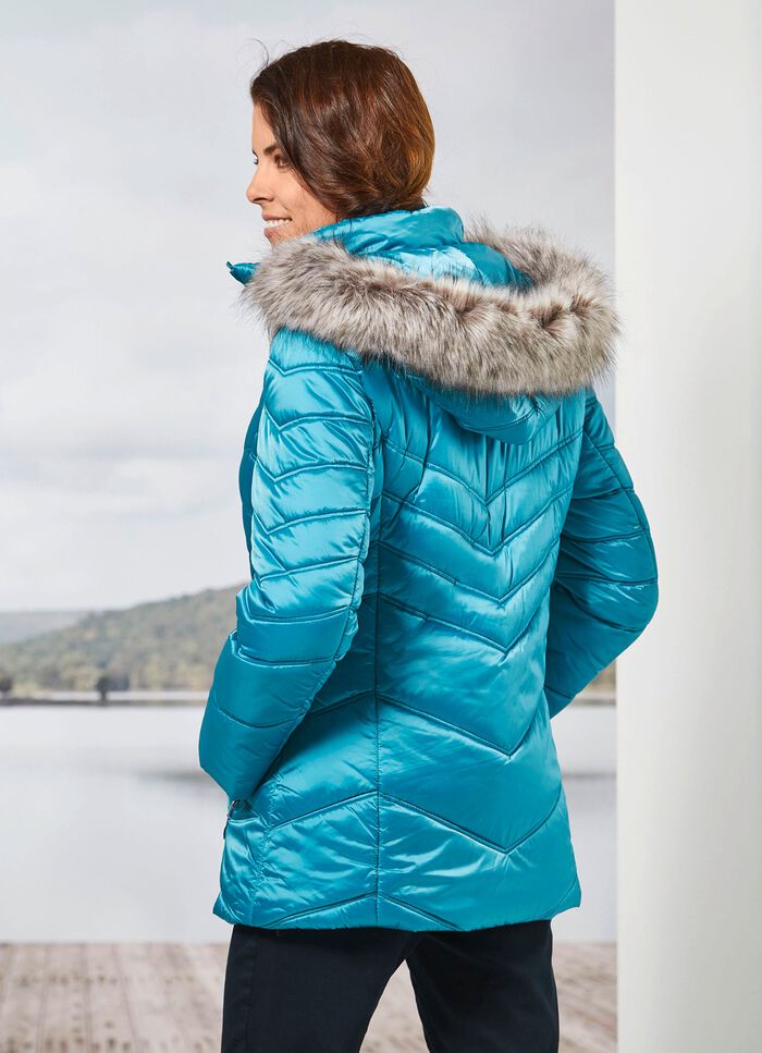 Jas met afneembare kunstbontkraag 