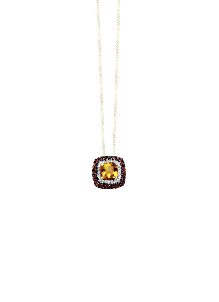 Betoverende hanger met diamanten, citrien en granaat 