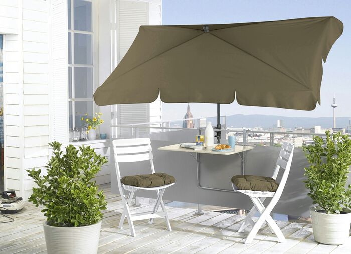 In hoogte verstelbare balkonparasol met inklapmechanisme 