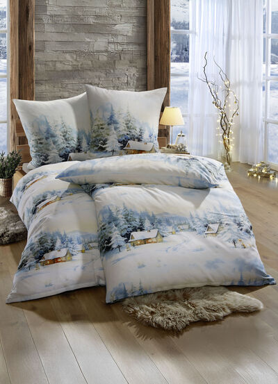 Dubbelzijdig bedrukt beddengoedset met winterlandschap 