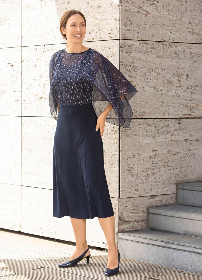 Jurk, 2-delig met afneembare poncho-omslag 