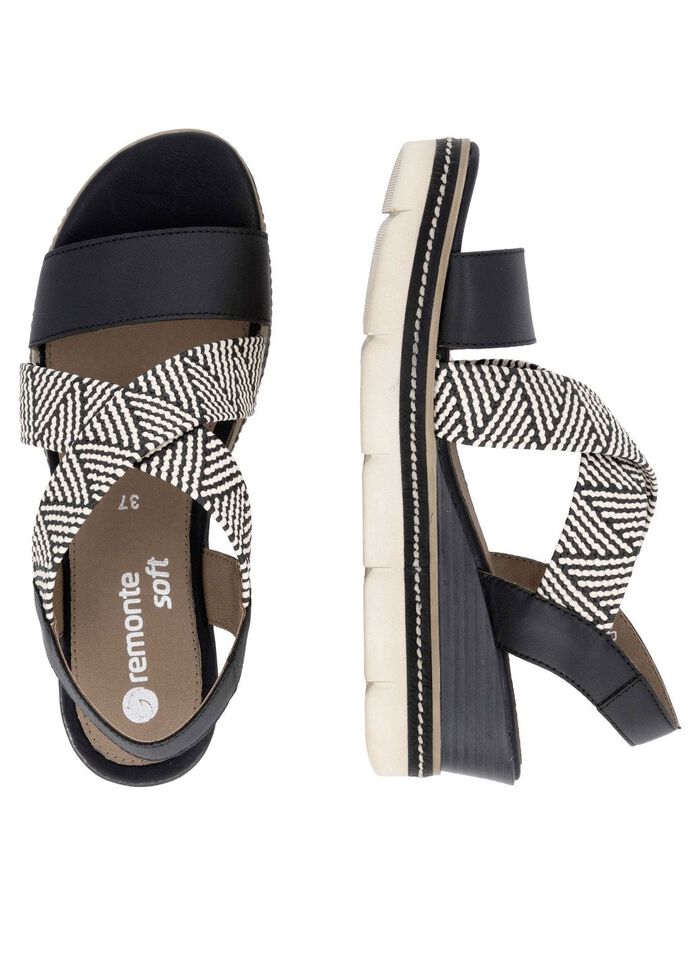 Remonte sandalen met gevlochten details ZWART-CRÈME