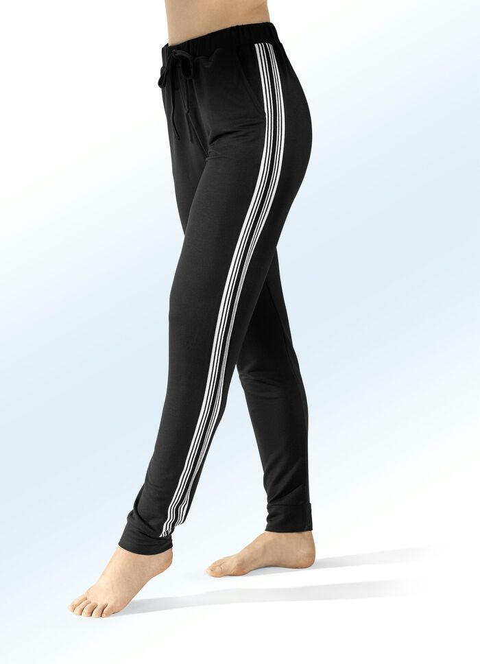 Broek met elastische tailleband rondom ZWART