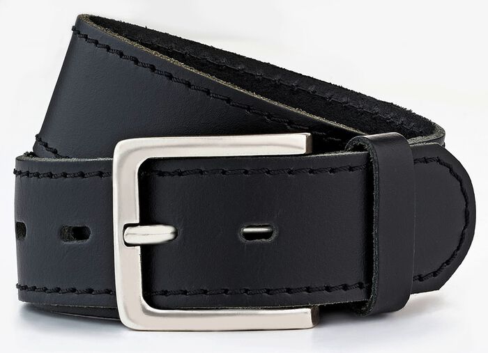 Klassieke herenriem, gemaakt van leer, 4 cm breed ZWART