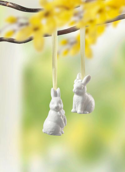 Konijnenhangers van hoogwaardig porselein, set van 2 