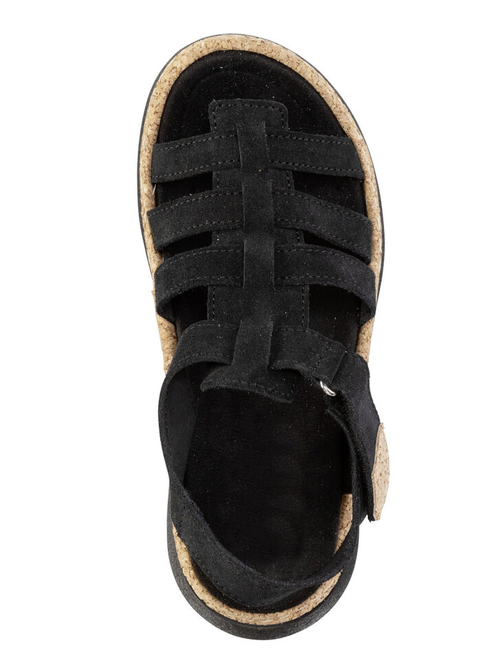 Sandaal met beugelband en kurkgarnituur ZWART