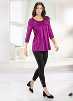 Lang shirt met decoratieve platen in 3 kleuren FUCHSIA