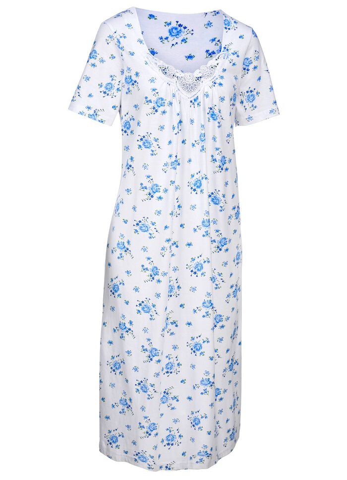 Set van twee nachthemden met ronde hals en all-over dessin 