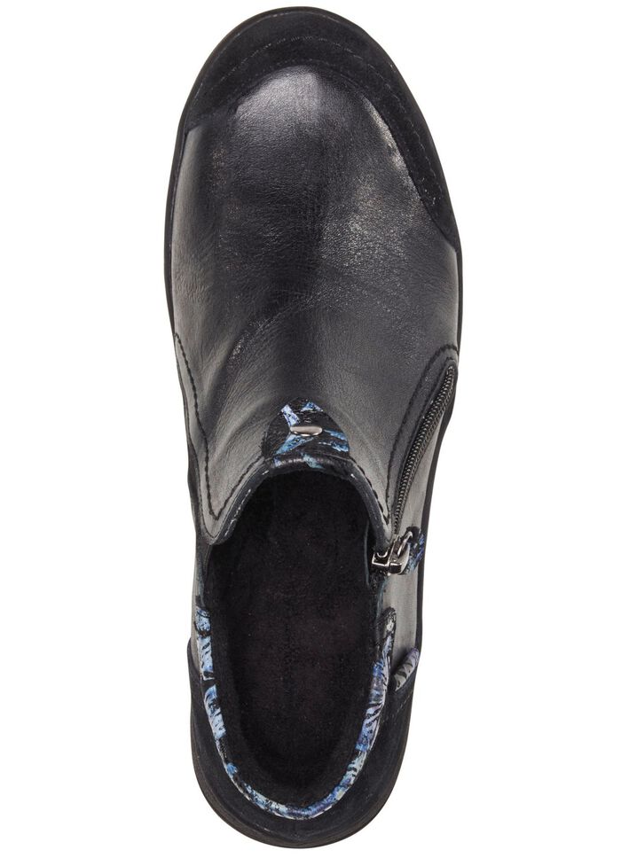 ELENA EDEN laarsje met blauw bedrukte randen ZWART-BLAUW