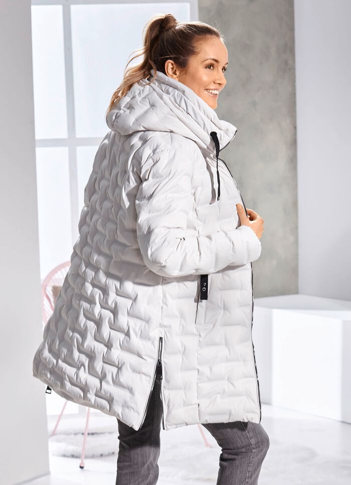 Functionele korte jas met vaste capuchon NATUURLIJK WIT