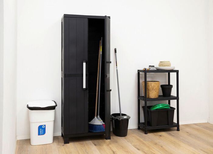 Garage gereedschapskast met houten lamelleneffect 
