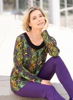 Lang shirt met zwart aangehecht paneel ZWART-GROEN