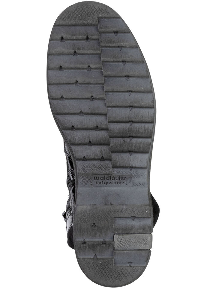 Waldl&auml;ufer enkellaarzen met veters en een gezellige kraag van lamsleer ZWART